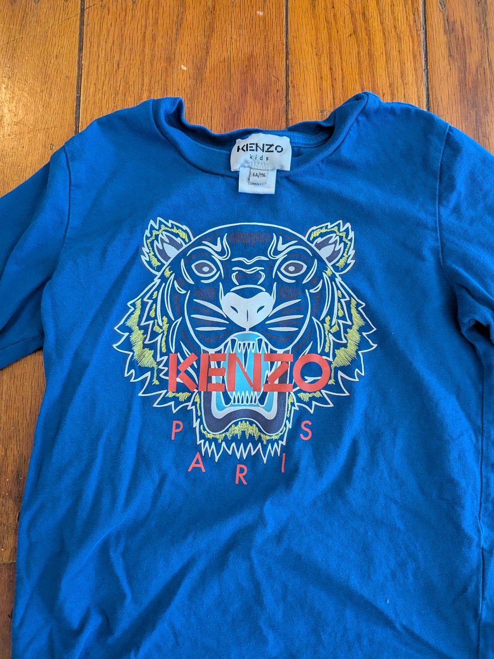 KENZO Kids Paris Blue Tiger  Long-Sleeve Tee